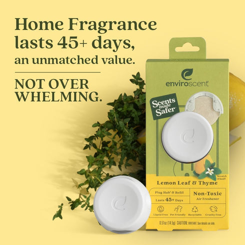Enviroscent Non Toxic Air Freshener (Lemon Leaf & Thyme) Plug-in Air Freshener for Home | Essential Oil Plug In | Home Fragrance Last 45+ Days | 1...