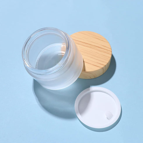 50 Gram/ml Glass Cosmetic Containers with lids?Round Frosted Cosmetic Jars with Leakproof lids,Small Empty Glass Sample Jars for Makeup Lip Scrub ...