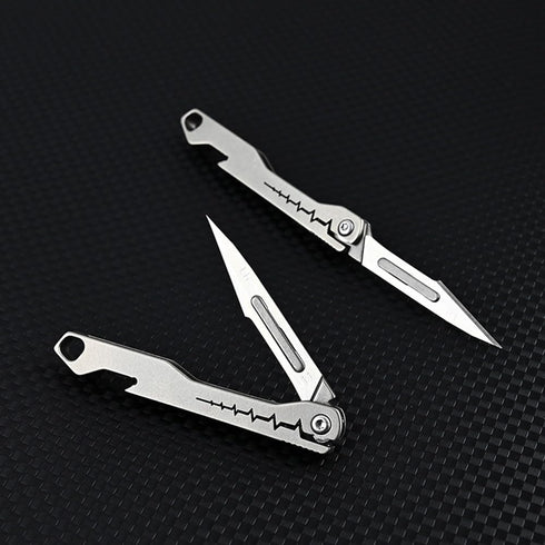 Titanium Alloy Keychain Utility Knife, Small Folding Pocket Knife for Women Men with Extra 10PCS #11 Blades...