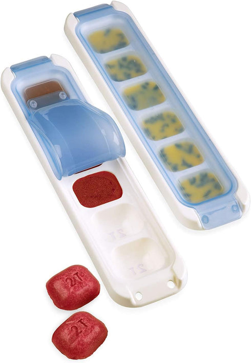 Prepworks Freezer Pods 2 Tablespoon Reusable Food Storage Tray Containers, Set of 2, Blue/White...