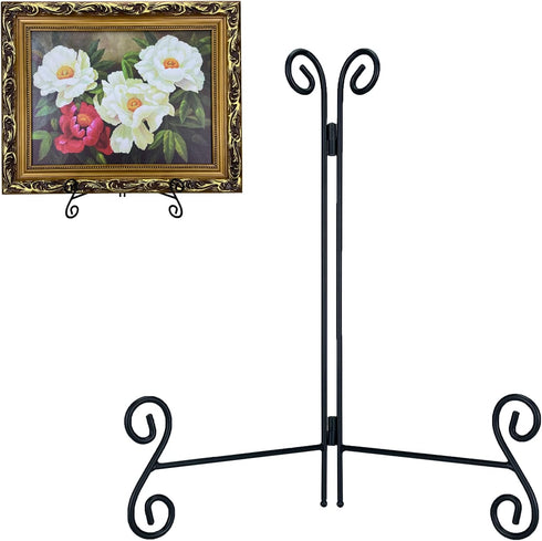 Plate Stand, 12 Inch Plate Holder Display Stand 1 Pack, Black Metal Picture Stand Picture Frame Easel for Home Office Exhibition Reception...