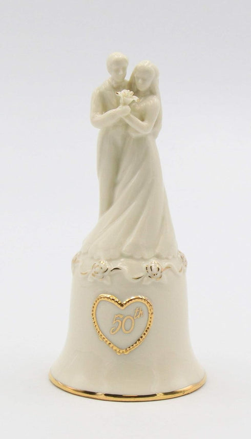 Fine Porcelain Wedding Couple 50th Anniversary Decorative Bell Figurine, 5-5/8" H...