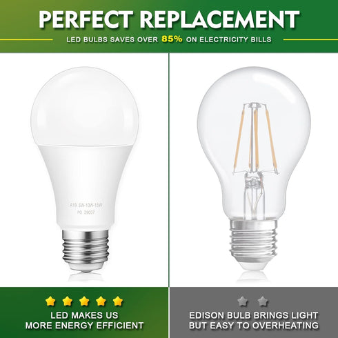 3 Way LED Light Bulbs, 40 60 100 Watt Equivalent, 2700k Warm White, Three Way A19 Dimmable Light Bulb with E26 Medium Base, Perfect for Table Lamp...