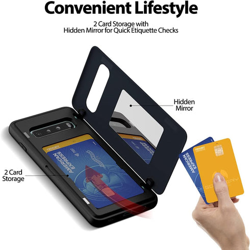 GOOSPERY Galaxy S10 Wallet Case with Card Holder, Protective Dual Layer Bumper Phone Case (Midnight Blue)...