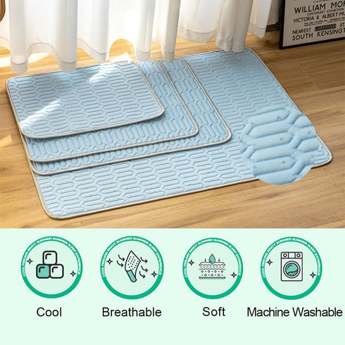 2 Pack Dog Crate Bed Mat - Summer Dog Cooling Mat & Breathable Kennel Pad , Washable Thin Latex Dog Crate Pad with 10 Adhesive Round Hook and Loop...