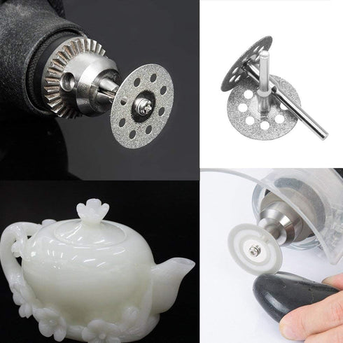 Cutting Wheels for Rotary Tool, Diamond Metal Wood Cutting Wheels and Drill Cutting Disc with 1/8" Shank and Resin Cutting Off Wheels with Mandrel...