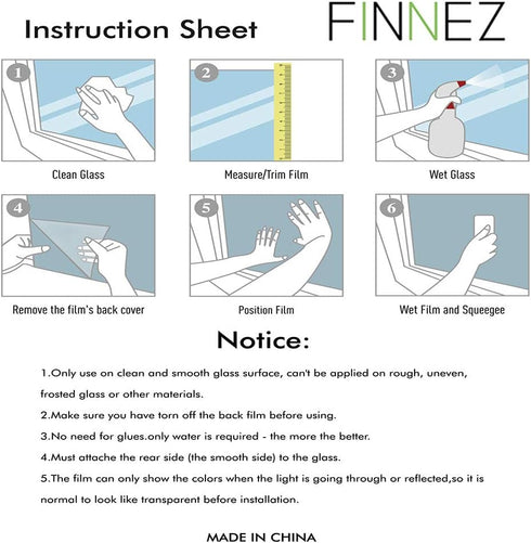 Finnez Frosted Window Film Non-Adhesive, Frosting Privacy Film for Glass Windows, Self Static-Cling Decorative Window Cling for Home Office UV Pro...