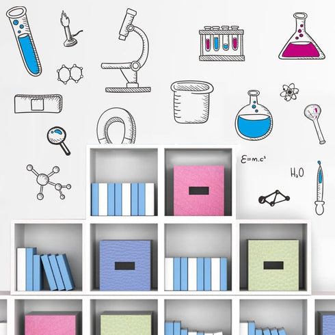BIBITIME Science Laboratory Wall Decals Vinyl Chemical Element Tool Stickers for School Classroom Nursery Bedroom Children Student Study Teens Kid...