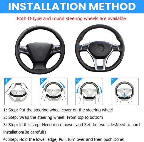 Car Steering Wheel Cover, 14 1/2-15 inch Non-Slip Soft Breathable Leather Automotive Steering Wheel Protecteor, Vehicle Accessories for Men Women,...