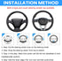 Car Steering Wheel Cover, 14 1/2-15 inch Non-Slip Soft Breathable Leather Automotive Steering Wheel Protecteor, Vehicle Accessories for Men Women,...