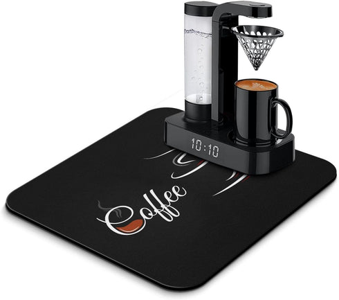 Coffee Bar Mat Accessories for Countertop Absorbent Hide Stain Rubber Backed Dish Drying Mats for Kitchen Counter Draining Pad Decor Gift Fit Unde...