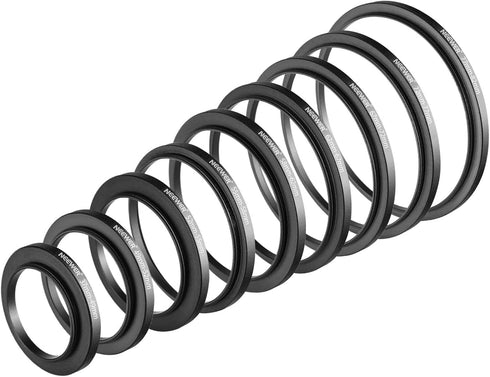 Neewer 9 Pieces Lens Filter Rings Set, Made of Anodized Aluminum, Includes: 37-49mm, 49-52mm, 52-55mm, 55-58mm, 58-62mm, 62-67mm, 67-67mm, 8-2.8 3...