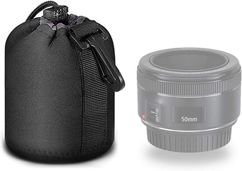 Selens Small Drawstring Lens Pouch Black Neoprene DSLR Camera Lens Bag Compatible with Sony Olympus Panasonic...