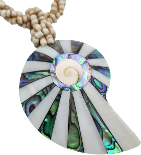 Iridescent Paua Abalone Shell Necklaces for Women, Handcrafted Mother of Pearl Necklace, Handmade Beaded Seashell Abalone Necklace Jewelry EA209...