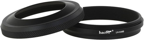 Haoge LH-X49B 2in1 All Metal Ultra-thin Lens Hood with Adapter Ring Set for Fuji Fujifilm FinePix X70 X100 X100S X100T X100F Camera Black Replaces...