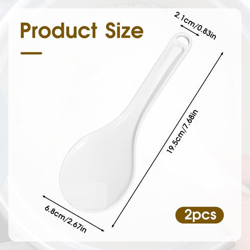2PCS Plastic Rice Serving Spoon White Non-Stick Rice Spoon Paddle Rice Cooker Spoon Spatula 7.87 Inch...