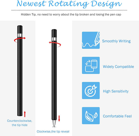 Stylus for Touch Screens,Granarbol Rotatable Touch Screen Pen Disc Universal Stylus for iPad iPhone Tablets Samsung Kindle All Touch Devices with ...