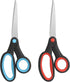 Left-Handed Scissors, 8-Inch Left-Handed Scissors with Soft Grip for Home, School, Office, Sewing Fabric, Red/Blue, Pack of 2...