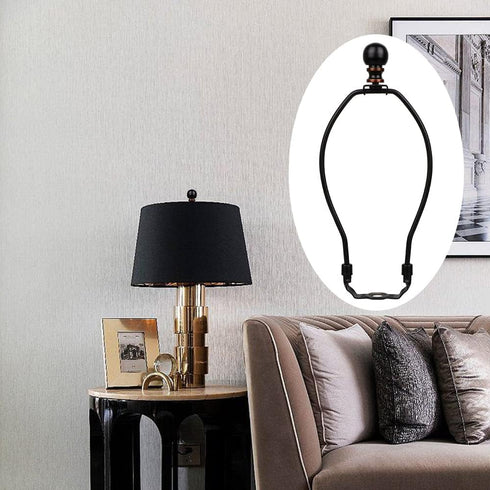 8 Inch Lamp Harp, 2 Set Black Lamp Shade Harp Holder with Finial, DIY Detachable Replacement Lampshade Adapter Harp Bracket Hardware for Table & F...