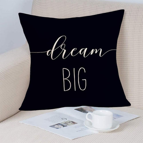Simple Quote Black Pillow Covers 18x18 Inch Set of 4 Live Simply, Work Hard, Give Love, Dream Big Cotton Linen Cushion Cover for Home Sofa Chair D...