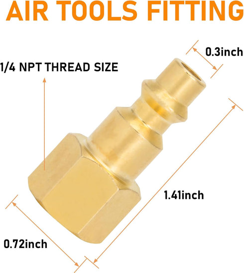 Kodilin 20pcs Solid Brass Industrial Air 1/4-Inch FNPT Plug,Air Compressor Quick-Connect Female Thread Plug Kits...
