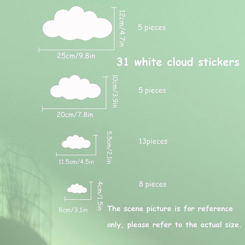 Big Clouds Wall Decals Removable DIY Large Vinyl Sticker Self Adhesive Wallpaper for Living Room Nursery Children Baby Kids Boys Girls Bedroom Dec...