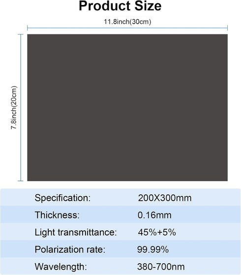 Selens 1PCS Linear Polarizing Film, High Transmission Cuttable A4 7.8x11.8 inches Polarizer Sheets - Ideal for LCD Monitor Screen Repair, Optical ...