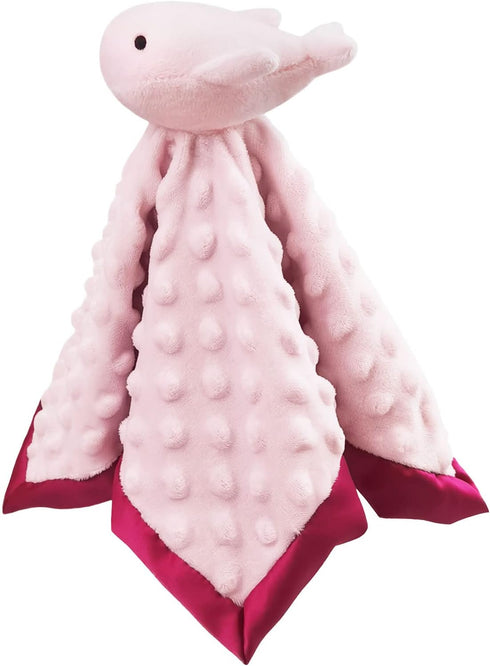 Baby Pink Whale Soft Stuffed Animal Security Blanket, Plush Whale Character Lovey Blanket, Baby Shower/Nursery Gift, Cuddly Newborn, Infant, Toddl...