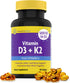 InnovixLabs Vitamin D3 K2-5000 IU Vitamin D3 plus 600 mcg Vitamin K2 MK4 and MK7 for Max Calcium Absorption, Supports Bone, Immune, Heart Health, ...