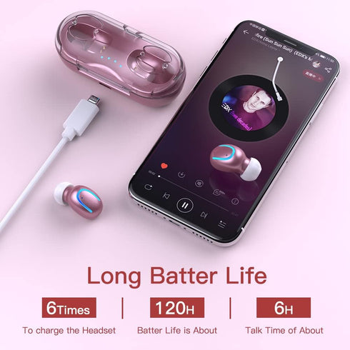 True Wireless Earbuds for Small Ears, Bluetooth Headphones 48h Playtime IPX7 Waterproof Sport Headphones in-Ear, with Mic Noise Cancelling for iPh...
