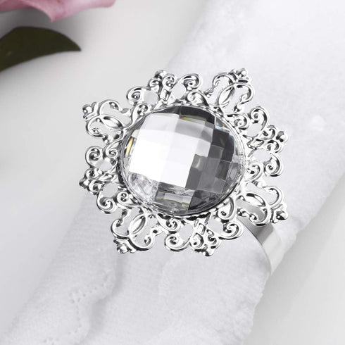 VORCOOL 12pcs Napkin Rings Napkin Holders Wedding Banquet Dinner Decoration (Silver)...