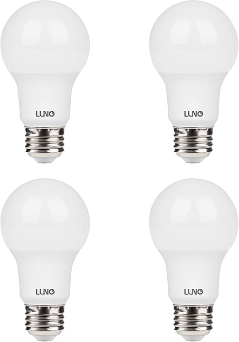LUNO A19 Dimmable LED Bulb, 9.5W (60W Equivalent), 800 Lumens, 5000K (Daylight), Medium Base (E26),UL & Energy Star (4-Pack)...