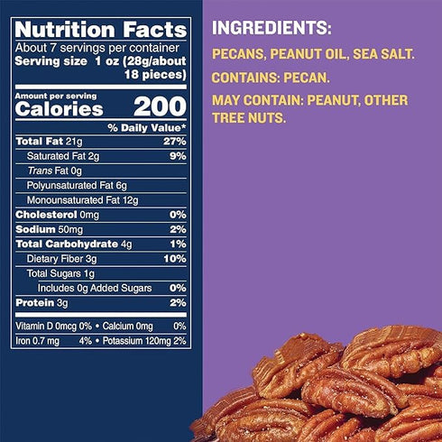 PLANTERS Salted Pecans, Individual Nuts Snack Packs, 7.25 Ounce, Pack of 1...