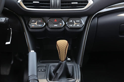 Gear Shift Knob Cover Zippered-Style Car Shifter Head Protector Interior Decor Accessories Fit Most Vehicles (Beige)...