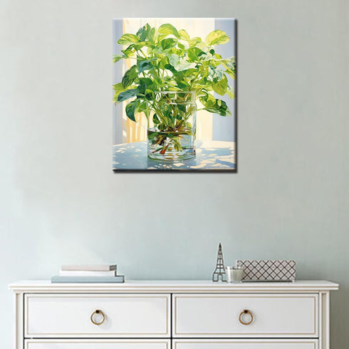 Tucocoo Green Plants in Glass Vase Oil Painting Paint by Number Kits 16 x 20 inch Canvas Plants DIY Oil Painting for Kids Students Adults Beginner...