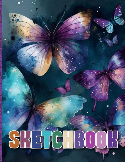 Sketchbook: Watercolor Butterflies, Blank Sketch Book for Kids, Adults, Artist Notebook/Journal for Drawing, Writing, Sketching or Doodling, Blank...