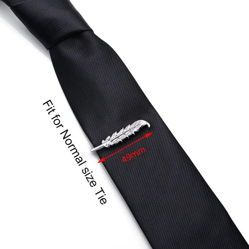 HONEY BEAR Mens Silver Leaf Tie Clip Bar for Normal Size Tie Wedding Gift 4.5cm...