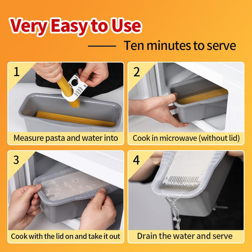 Microwave Pasta Cooker With Strainer Lid,pasta Cooker In Microwave Makes 4 Servings Of Pasta Quickly And Easily,microwave Spaghetti Cooker Makes P...