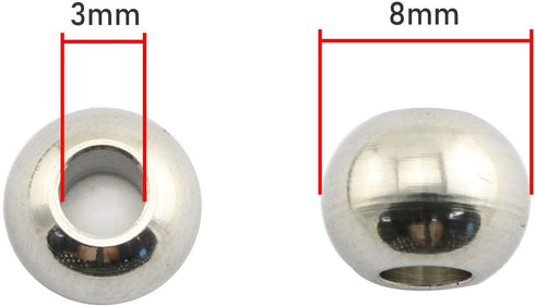 50-Pack 304 Stainless Steel Smooth Round Spacer Beads 3mm Hole,Seamless Loose Beads for Jewelry Making Findings DIY Crafts Accessories 8mm(Silver)...