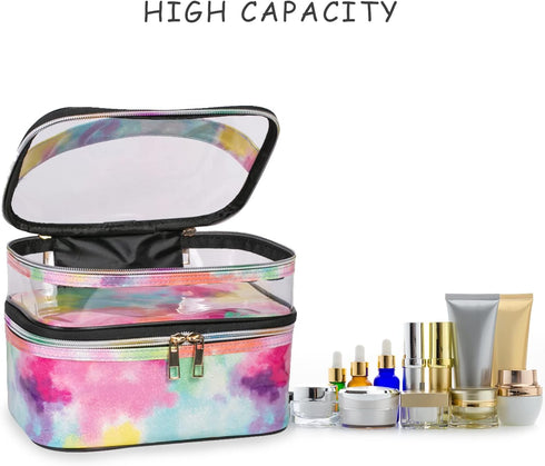 Cosmetic Bag Makeup Bag Travel Cosmetic Bags for Women Makeup bags Cases Portable Waterproof Foldable (Tie-Dye)...