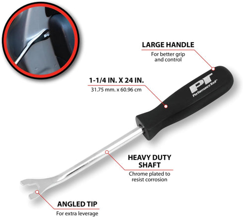 Performance Tool W80645 Heavy Duty Upholstery Panel Removal Tool with Chrome Plated Shaft and Easy Grip Handle for Marring-Free Use...