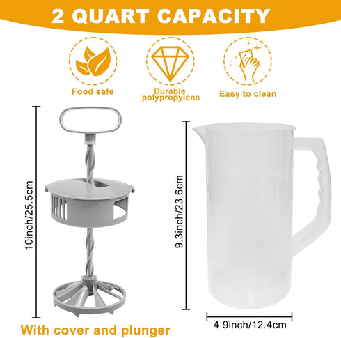 1 Pack Mixing Pitcher for Drinks 2 Quart/ 64oz Plastic Water Pitcher with Lid?Easy-Mix Juice Container?Angled Plastic Blades and Adjustable Mixer ...