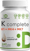 DEAL SUPPLEMENT Premium K Complete - High Potency Vitamin K1, K2 MK-7 & MK-4 Complex, 240 Coconut Oil Infused Softgels - Full Spectrum Triple Vita...
