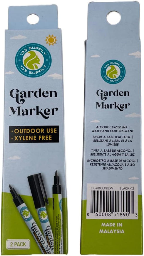 2 Pack Garden Marker Pen Permanent Markers Black (UV Fade Resistant Marker Pens for Plant Markers Garden Markers Waterproof Pen Black Markers Outd...