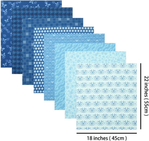 Chuanshui 8 PCS 21.6 x 18.5 inches (55 x 47 CM) 100% Cotton Craft Fabric Bundle for Patchwork 8 Different Pattern Pre-Cut Quilting Fabric Fat Quar...