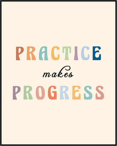 Posterizer 1 pcs-Motivational Rainbow classroom quote-practice makes progress-Motivational & Inspirational Art-Teachers & Classrooms-Decor for Hom...