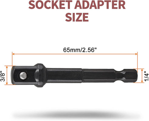 Square Socket Bit Adapter, 5 Pcs 3/8 Hex Impact Socket Extension Socket Driver Bits Set Impact Socket Adapter for Automotive DIY Drills(1/4 Hex Sh...