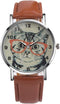 Unisex Scholar Cat Pattern Leather Band Analog Quartz Dial Wrist Watch...