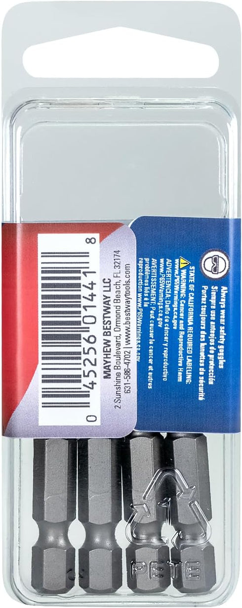 Mayhew Tools 19462-4 Metric Hex Power Bit, 5mm x 2", 4-Pack...