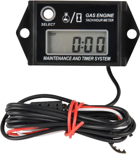 Jayron JR-HM026A Digital Hour Meter Tachometer,Maintenance Reminder,Maximum RPM Recall,or Pneumatic Equipment and ZTR Lawn Mower Tractor Generator...